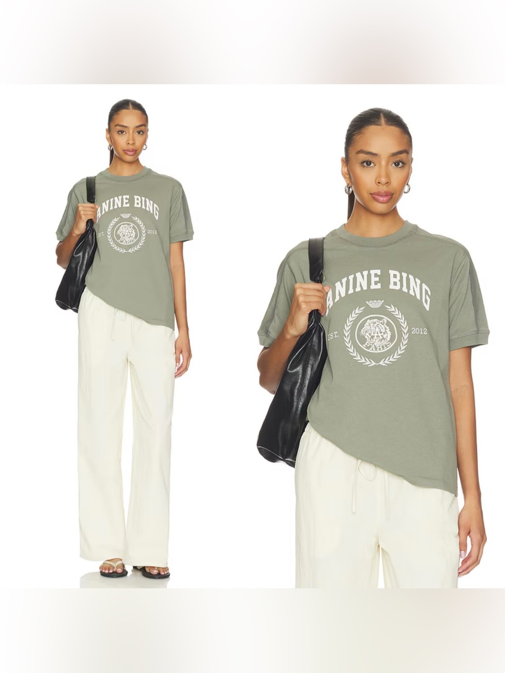ANINE BING Walker Collegiate Tee in Washed Sage